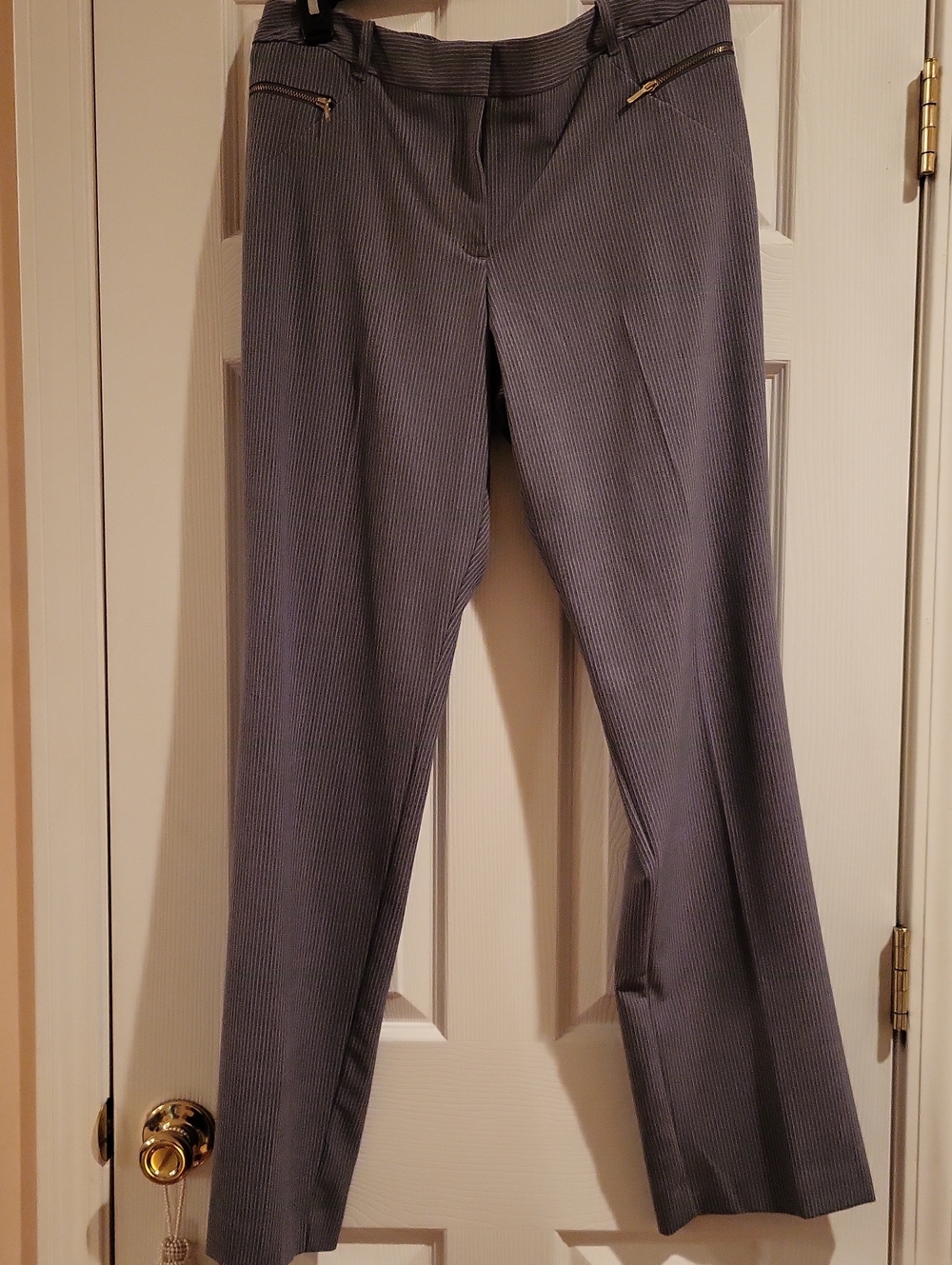 NWT Worthington Modern Fit Grey Pinstripe Straight Leg Pants Size 12